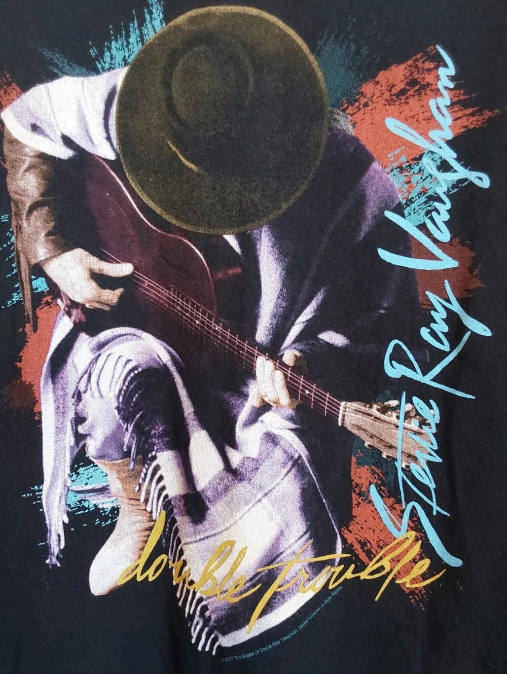 Stevie Ray Vaugh Guitarist - Mens Black Graphic Short-Sleeve Tee